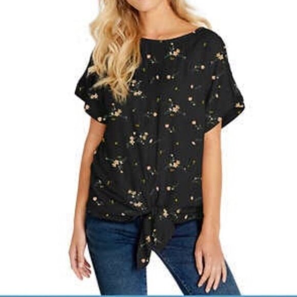 Buffalo xxLarge Women’s Black Floral  Tie Front Top - Picture 1 of 13